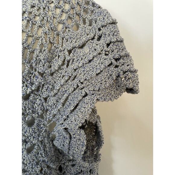 Beautiful Vintage Hand-Crocheted Knit SS Pullover L-XL Lavender - Scalloped Hem - Picture 10 of 11